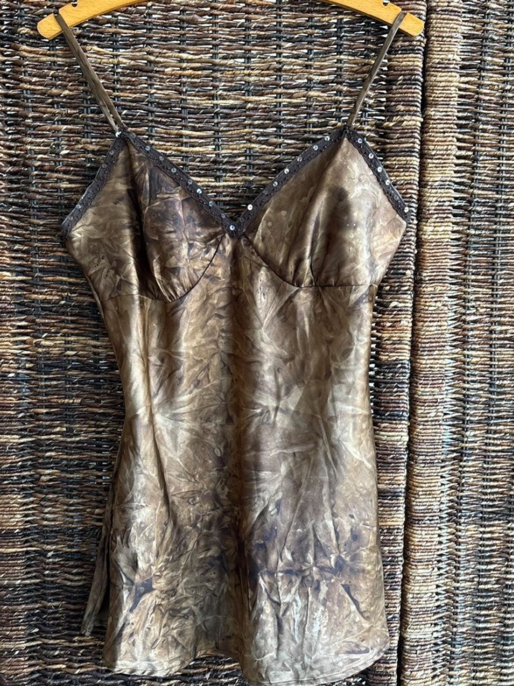 Vintage Xhilaration Brown Satin Slip Tank Top